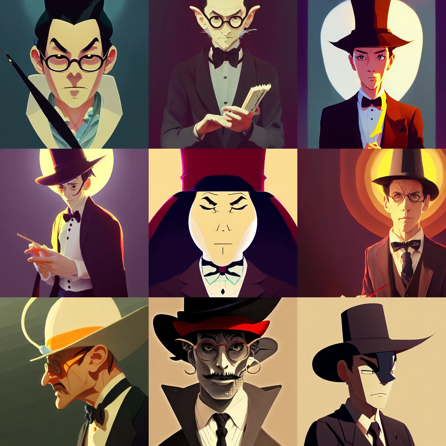 Prompt: portrait of a menacing magician, artstation, elegant, highly detailed, digital painting, concept art, smooth, sharp focus, illustration, art by studio ghibli, fujita goro, atey ghailan, tom whalen, jean giraud 8 k