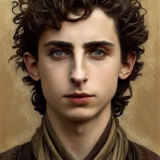 Prompt: realistic beautiful paul atreides timothee chalamet with a thin beard, emperor of the known universe, perfect dramatic and dark portrait insanely detailed, concept art, deep focus, intricate, highly detailed, digital painting, artstation, matte, sharp focus, illustration, art by greg rutkowski and alphonse mucha