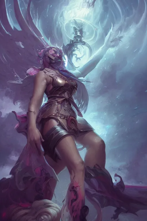 Prompt: beautiful girl necromancer full of sculls, wizard of the coast casting magic spell, angel, magic storm and thunder clouds, scifi, fantasy, magic the gathering, hyper detailed, octane render, concept art, 3 d render, hyper realistic detailed portrait, peter mohrbacher