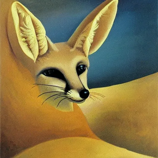 Prompt: a painting of a fennec by dali