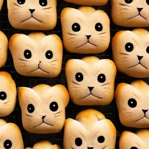 Image similar to photo of yeast rolls that look like cats with cute cat faces