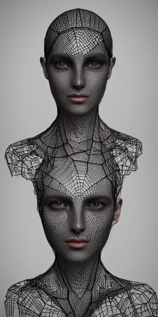 Prompt: portrait of a woman made of intricate spider web, realistic, bright lighting, soft lighting, octane render, dramatic light, symmetrical, photorealistic, Unreal Engine 5,