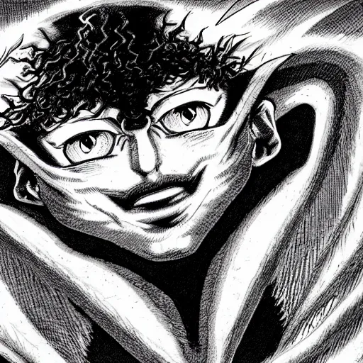 Image similar to the face of god, by kentaro miura