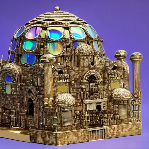 Image similar to colossal steampunk city made of iridescent beetle carapace, ancient middle eastern architecture