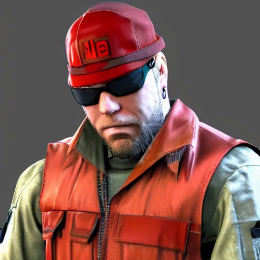 Prompt: Fred Durst as a Metal Gear Solid Villain 2005 JRPG cinema 4d render, Ray tracing reflection, natural lighting, Unreal Engine award winning photography