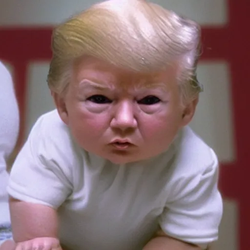 Image similar to donald trump dressed as a baby, hyper realistic, 4k