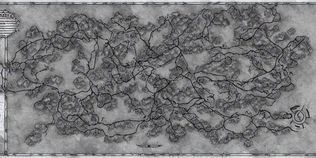 Prompt: a ttrpg - map of a moonlit clearing in the woods, gridless, beautiful, 8 k, high quality digital art