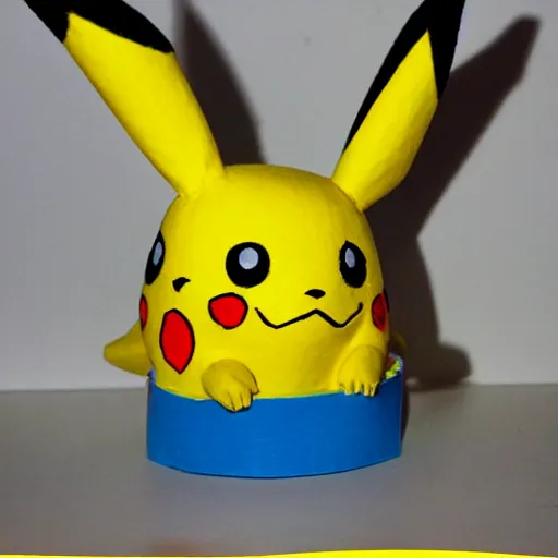 Image similar to Pikachu Sculpture made out of toilet paper