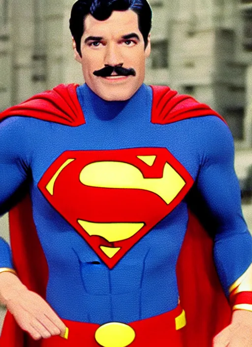 Prompt: film still of Steve Harvey as Superman in Superman, 4k