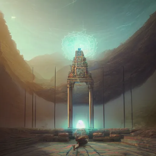 Image similar to ancient solar temple , stylish, lsd, trending on artstation, cinematic, artwork by WLOP