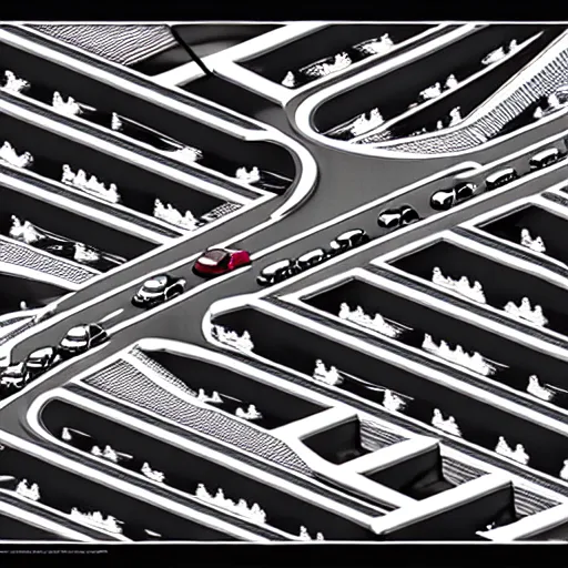 Image similar to a highway designed by mc escher, hyper - detailed, hd, 4 k 8 k