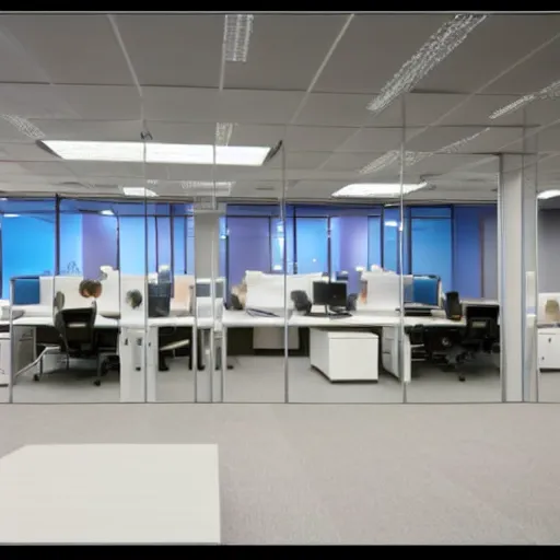 Image similar to a futuristic office,