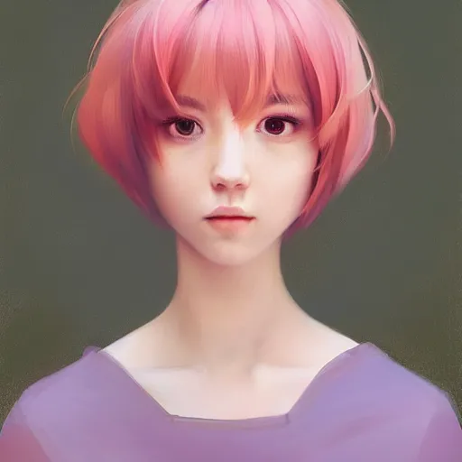 Prompt: Detailed Portrait of a cute woman vibrant pixie hair by Yanjun Cheng and Hsiao-Ron Cheng and Ilya Kuvshinov, 3/4 profile, portrait photography, rim lighting, realistic eyes, photorealism pastel, illustration