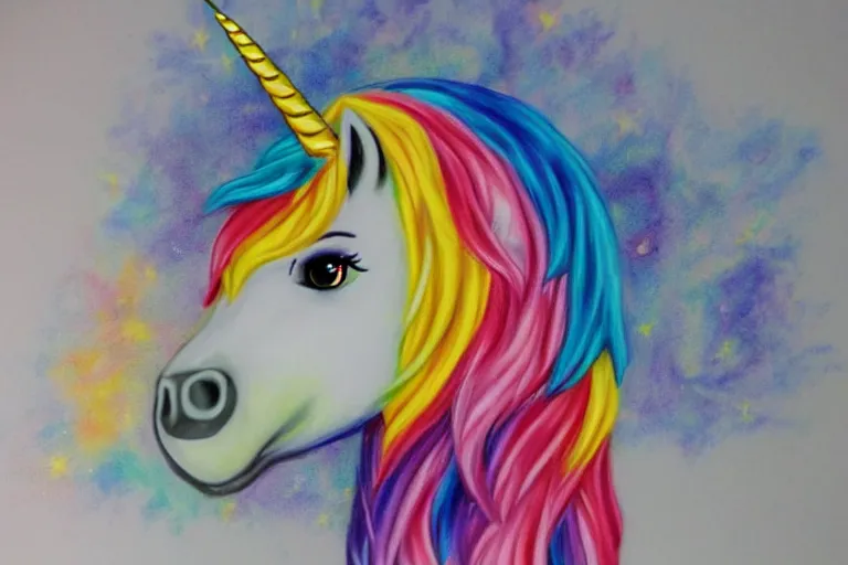 Prompt: badly done cheesy unicorn airbrush art