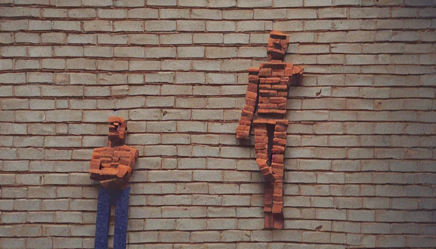 Image similar to 7 0 s movie still of a man made of brick in the hospital, cinestill 8 0 0 t 3 5 mm eastmancolor, heavy grain, high quality, high detail