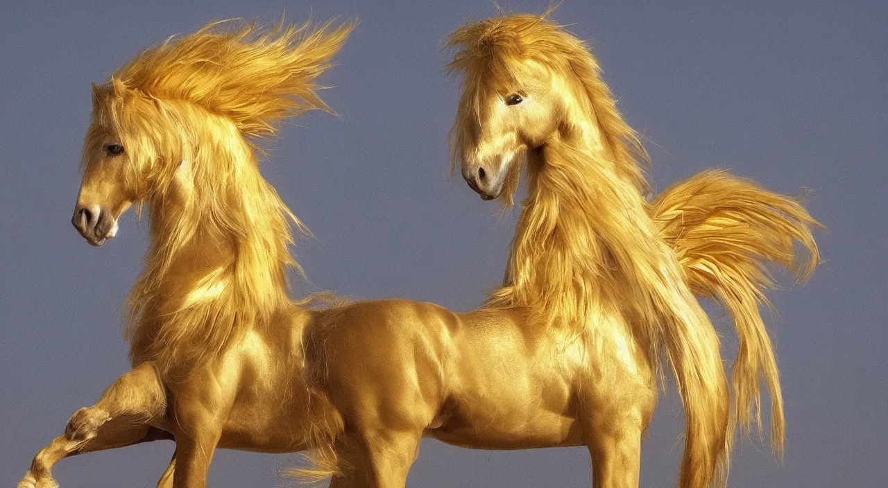 Prompt: beautiful pegasus with golden fur