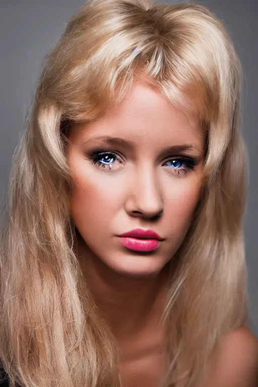 Prompt: a beautiful blonde girl in the 8 0's, portrait shot 8 5 mm