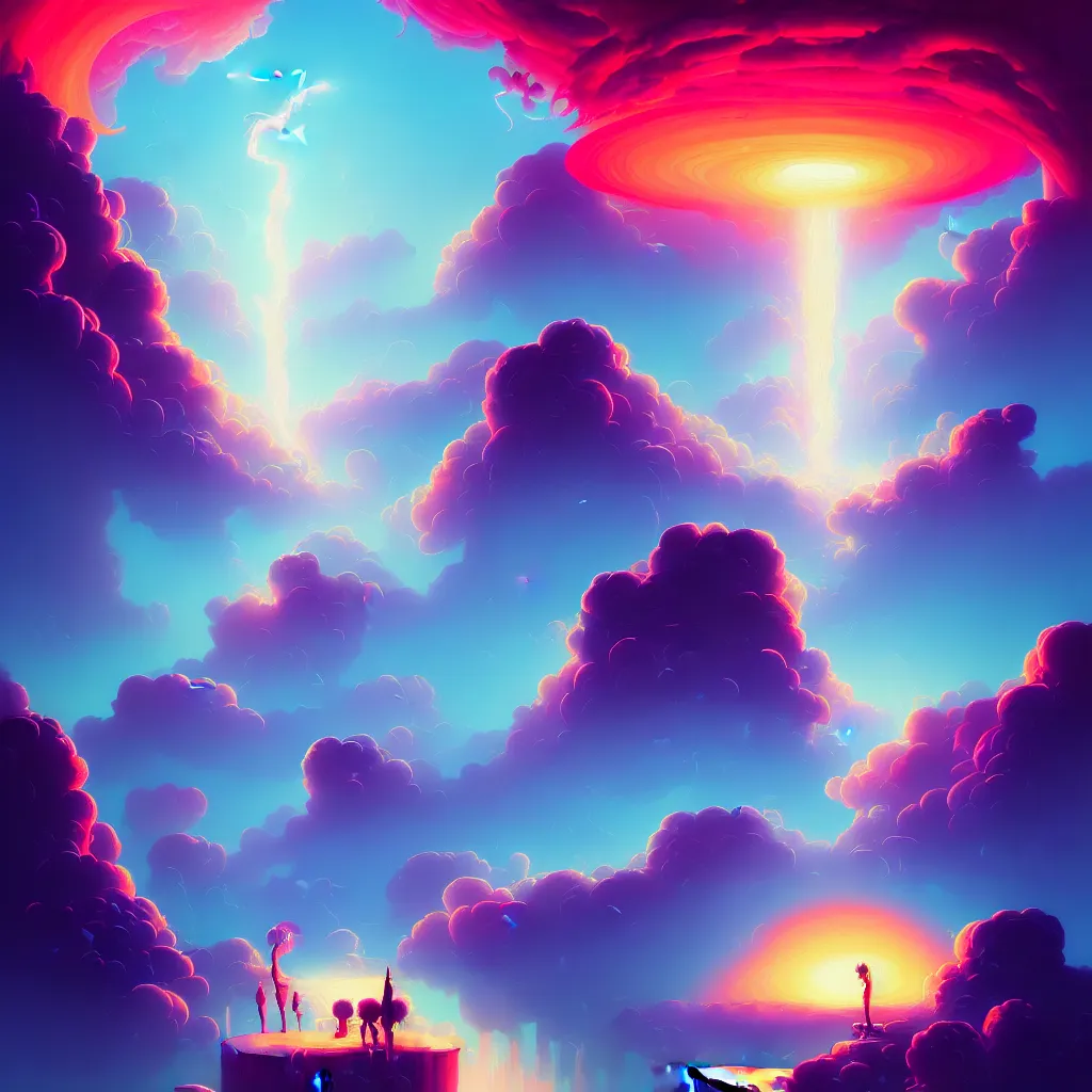 Prompt: a micro-service deployed to a data-center, package or container, firewall, cloud, security, thunderstorm, trending on Artstation, painting by Jules Julien, Leslie David and Lisa Frank and Peter Mohrbacher and Alena Aenami and Dave LaChapelle muted colors with minimalism