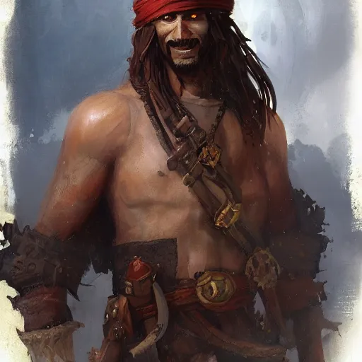 Prompt: anthropomorphic moose barbarian pirate humanoid by greg rutkowski, ship, sea, fantasy