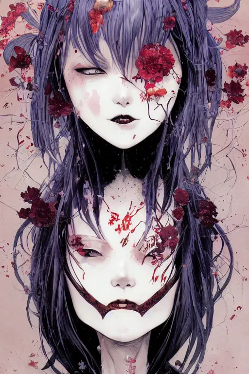 Image similar to vampire beautiful girl soft light painted by james jean and katsuhiro otomo and erik jones, inspired by evangeleon anime, smooth face feature, intricate oil painting, high detail illustration, sharp high detail, manga and anime 1 9 9 9