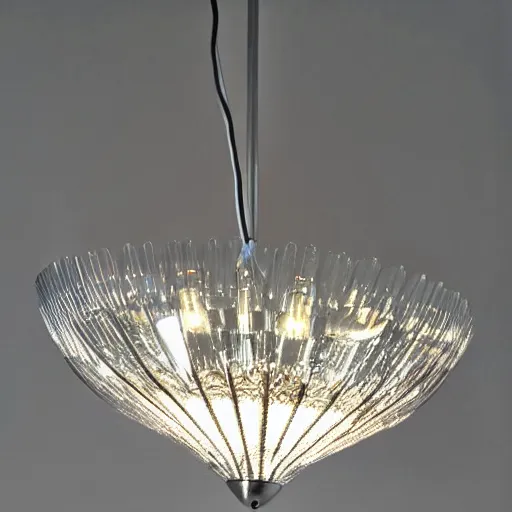 Prompt: ultra modern roaring twenties chandelier light fitting, german design