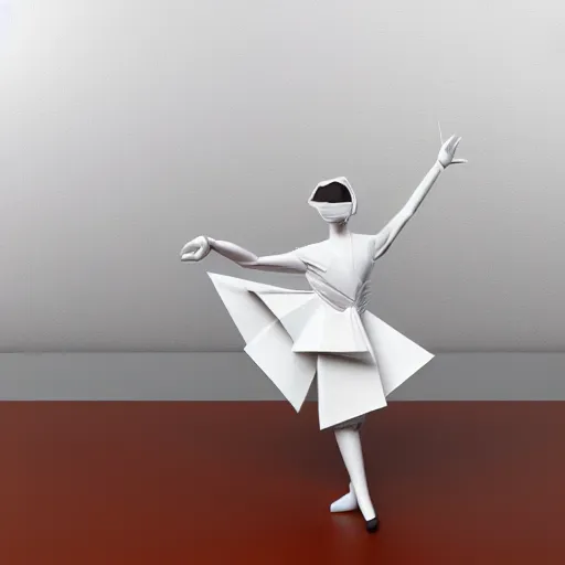 Prompt: origami dancer in white paper, 3 d render, ultra - detailed, on white background, studio shot