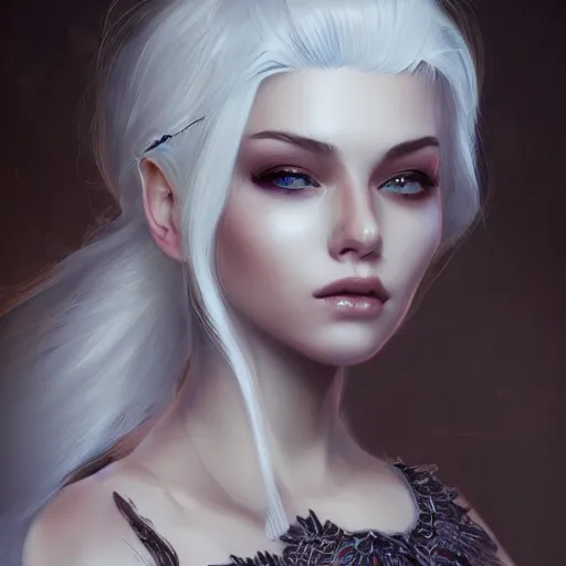 Image similar to teen girl, white hair, gorgeous, amazing, elegant, intricate, highly detailed, digital painting, artstation, concept art, sharp focus, illustration, art by Ross tran