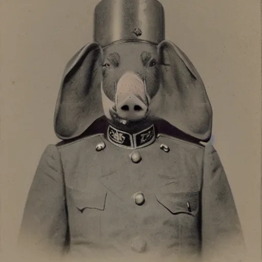 Prompt: matte painting of a pig headed general wearing uniform