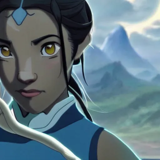 Prompt: Live action Avatar Korra, film still from the movie 'Avatar Korra' (2023)