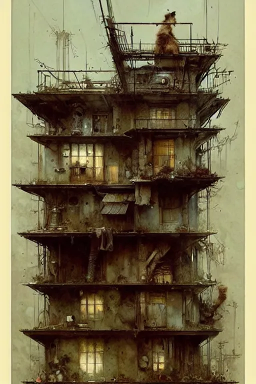 Image similar to (((((a multistory ramshackle dieselpunk house))))) by Jean-Baptiste Monge!!!!!!!!!!!!!!!!!!!!!!!!!!!