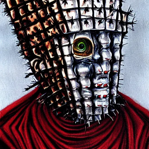 Image similar to Scary painting a pinhead from hellraiser 4k detail