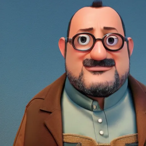 Prompt: jean reno as a pixar disney character from up ( 2 0 0 9 ), unreal engine, octane render, 3 d render, photorealistic