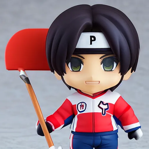 Image similar to high quality portrait flat matte painting of cute Carey Price in the style of nendoroid and manga NARUTO, flat anime style, thick painting, medium close-up