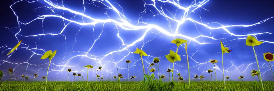 Prompt: photovoltaic flowers blooming, 4k, 8k, stunning masterpiece, octane render, award winning, reflections, realistic lightning