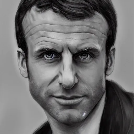 Prompt: photorealistic portrait of emmanuel macron as a sad pathetic alpha male, immature, fantasy, ugly, depth of field, bokeh, soft focus, detailed, soft glow, caravagio, high contreast, art by artgerm