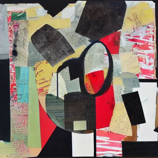 Prompt: abstract collage by nancy spero