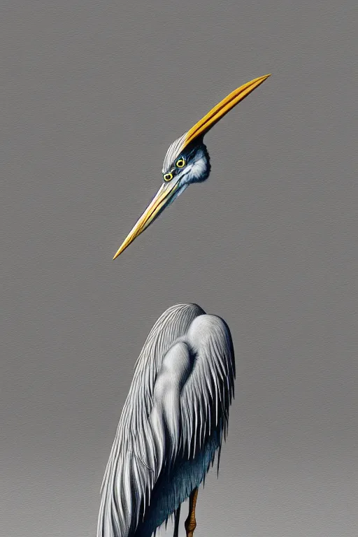 Image similar to Intricate stunning highly detailed grey heron, digital painting by Salvador Dali, surreal, ultra realistic, artstation