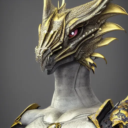 Image similar to stunning cinematic elegant body shot with an upward angle, of a beautiful female knight, but as a hot anthropomorphic female dragon, well designed highly detailed cute female dragon head with slick eyes, looking at the camera with a smirk, well armored, detailed claws, high quality, HD octane render, fantasy, furry art, Artstation, Deviantart, Furaffinity