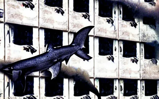 Image similar to photo of a fire spout with sharks in it, sharknado,