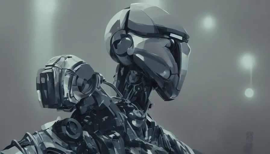 Prompt: robots, villains, artificial intelligence, jama jurabaev, greig fraser, roger deakins, cinematic shot, trending on artstation, high quality, brush stroke