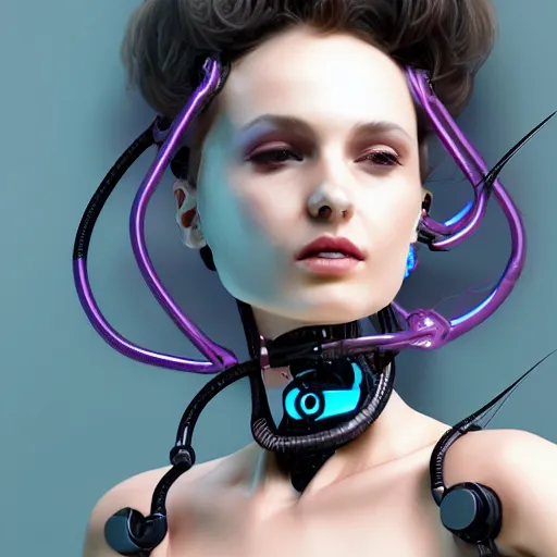 Image similar to a robotic woman with snakes on her hair, artstation