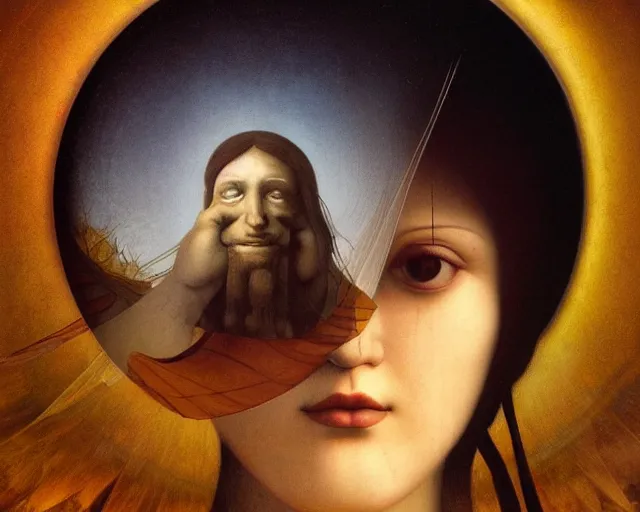 Image similar to a voyage into the center of psyche, a closeup simple vector pop surrealism, by ( leonardo da vinci ) and greg rutkowski and rafal olbinski