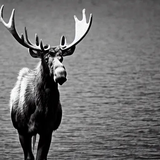 Image similar to Majestic moose photograph by Helmut Newton, wildlife photography, award winning, eye catching, high definition