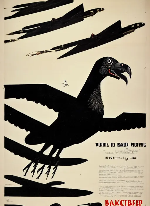 Image similar to balck Vulture with one lightning bolts in 1940s propaganda poster