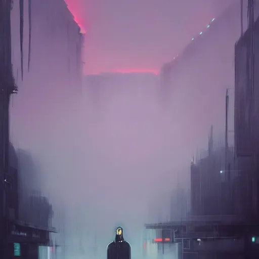 Image similar to portrait of a man by Greg Rutkowski, lee madgwick and hubert robert, VR headset, blade runner style, neon glow, vivid color, moody lighting, unreal engine, sunrise, epic skies, foggy