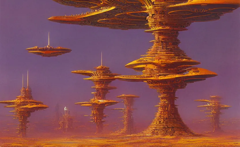 Prompt: detailed photorealistic alien empire by bruce pennington