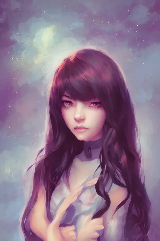 Prompt: artist girl in her 20s by Ross Tran