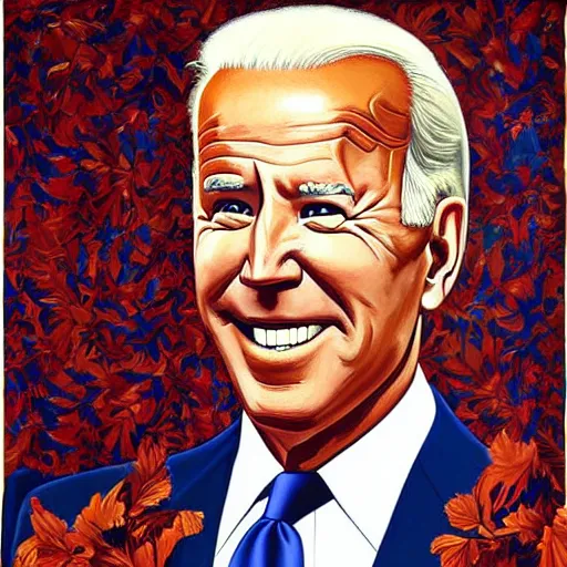 Prompt: Painting of Joe Biden by Kehinde Wiley