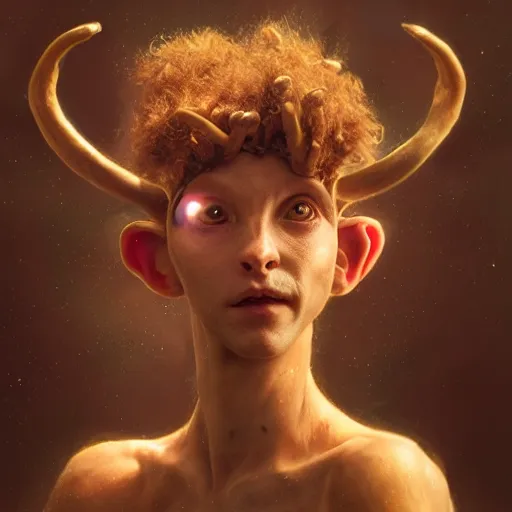 Image similar to A Faun from the movie Pan's Labyrinth, huggy wuggy from poppy playtime video game, fullbody, ultra high detailed, glowing lights, oil painting, Greg Rutkowski, Charlie Bowater, Beeple, unreal 5, DAZ, hyperrealistic, octane render, RPG portrait, dynamic lighting, fantasy art, beautiful face