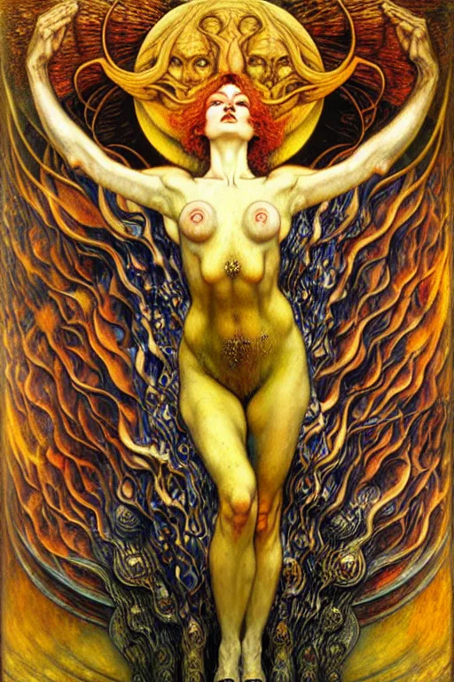 Image similar to Divine Chaos Engine by Karol Bak, Jean Delville, William Blake, Gustav Klimt, and Vincent Van Gogh, symbolist, visionary